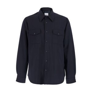 Aspesi Men Blue Shirt With Pointed Collar And Button Closure In Wool Blend Men